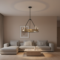 Lustre vintage américain personnalisé, style rétro, en acier doré, avec douille E12, luminaire suspendu central