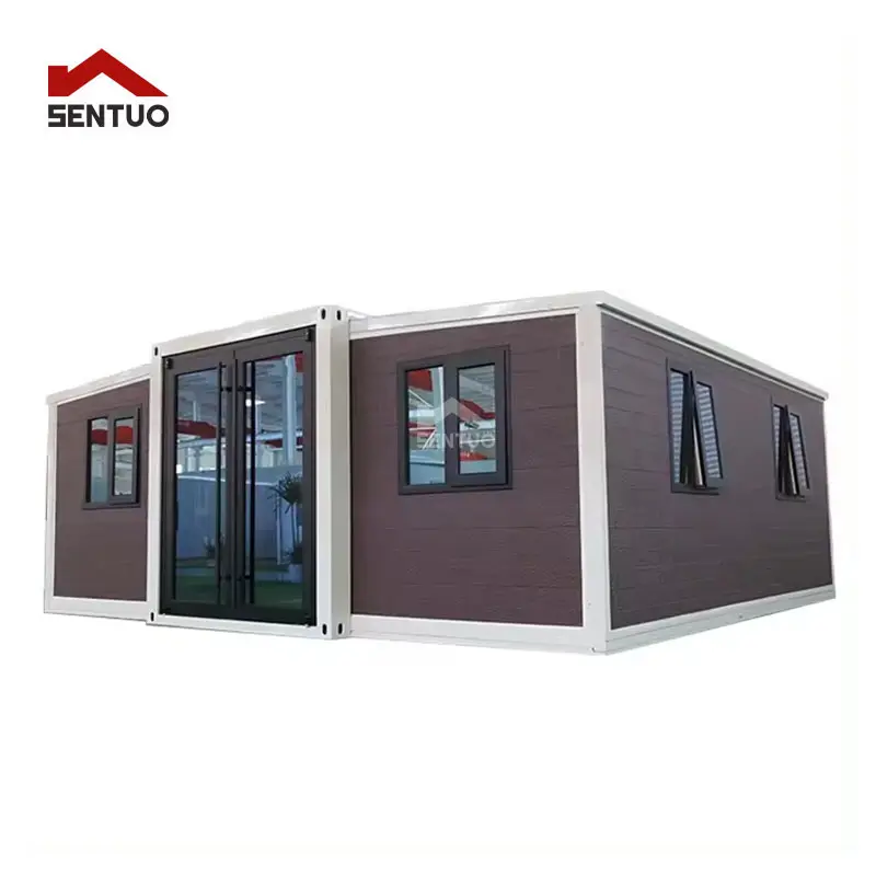 Casas prefabricadas plegables extendidas de 20 pies y 40 pies, casas prefabricadas de 2, 3, 4 y 5 dormitorios, casa contenedor extensible plegable para vivir