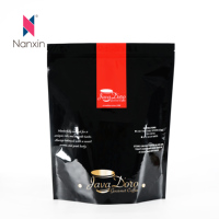 Emballage en plastique imprimé personnalisé à fermeture éclair de qualité alimentaire sacs de café en aluminium à fond plat scellé à huit côtés pour poudre de grain de café