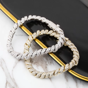 European American Twisted Hemp Rope <b>Chain</b> Full Zircon <b>Cuban</b> Hot Sale Cross-border New Street Hip-hop Unisex Personalized Trendy - Product Image 1