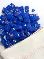 Mahjong américain du Jour de l'Indépendance, tuiles en acrylique bleu royal, rouge et blanc, motifs aigle, drapeau, feux d'artifice, Statue de la Liberté, cadeau de fête