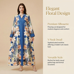 ชุดเดรสยาวประดับลูกปัดสีน้ำเงินสไตล์ทรอปิคอลสำหรับคอลเลคชั่นวันหยุด - Product Image 4