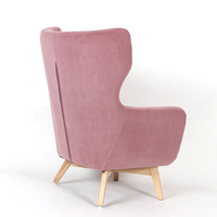 Fauteuil d'appoint MERRY MR-AC260 en velours rose poudré, capitonné losanges, avec pieds en bois massif écologique, idéal pour hôtel et salon moderne