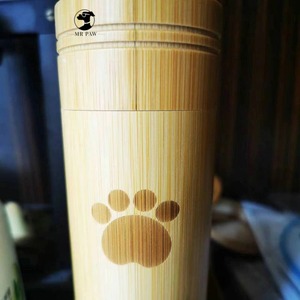 Guci Pemakaman Silinder Bambu Alami Klasik Ukiran Jejak Kaki Anjing Kucing Peti Jenazah Hewan Wadah Abu Kremasi Ramah Lingkungan DEMDOM - Product Image 4