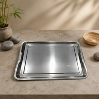 Plateau rectangulaire en acier inoxydable 410, plateau de service en métal, plateau de cuisson pour la cuisine, pour restaurant et usage domestique