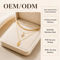 Kalung Berlapis Mutiara Air Tawar Zirkon Berlapis Emas 18K Stainless Steel Rantai Link Unisex Liontin Salib Oval Bintang Perhiasan