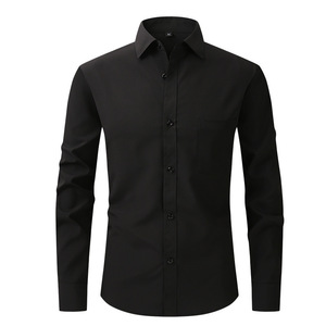 DAN390 - Chemises habillées formelles en coton pour hommes, deux pièces, anti-rétrécissement, en tissu popeline, collection automne - Product Image 1