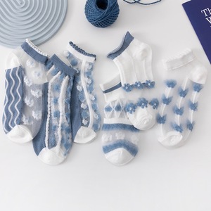 <b>Women</b> Hollow Glass Silk <b>Socks</b> Summer Cool Breathable Ultra Thin Mesh Comfort Student <b>Socks</b> - Product Image 3