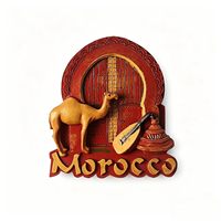 Aimant de réfrigérateur personnalisé peint à la main, Marrakech, Maroc, en résine, avec un design 3D de chameau du désert et de kasbah ancienne, aimant souvenir