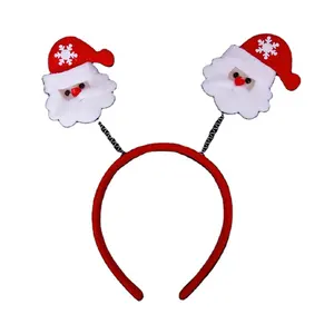 Großhandel Adult Christmas Stirnband Zwei Santa Claus Ornamente für Kinder Frohe Weihnachten Party Soft Fluffy Hair Accessoires