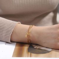 Gelang Pesona Bunga Bulan Kelahiran Baja Tahan Karat Warna Emas Rantai Klip Kertas Lapis Ganda Perhiasan Mawar Daisy Hadiah Ulang Tahun