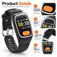 Montre connectée carrée 4G LTE GPS avec alerte de chute SOS, étanche IP67, bracelet en silicone, charge magnétique, surveillance de sécurité d'urgence pour personnes âgées