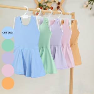 Robe de sport sans manches KERUI pour filles avec short, vêtements de sport pour bébés filles, tenue de yoga torsadée pour enfants, robe de tennis pour tout-petits, robe en nylon pour filles - Product Image 1