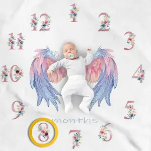 Cartoon Patroon Baby Mijlpaal Foto Rekwisieten Achtergrond Dekens Speelmatten Achtergrond Doek Kalender Fotoaccessoires Nordic