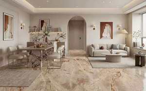 Grande dalle de marbre poli Monet Garden, veiné, <span class=keywords><strong>pierre</strong></span> naturelle pour revêtement mural de hall d'hôtel, pavage de sol intérieur de villa, décoration - Product Image 3
