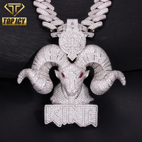 Collier populaire avec pendentif grand chèvre en zircon, design entièrement serti de zircons cubiques étincelants, pour homme, style streetwear, recommandé par les influenceurs