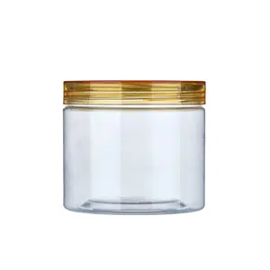 Wholesale Empty Clear 50g 50ml 100ml 120ml 150 Ml 200ml 350ml 4 Oz 8oz 16oz Round Food Grade Plastic Jars With Flip Top Lids