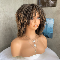 Perruques synthétiques courtes LIWANGLONG HAIR en fausses locks et dreadlocks, 13 pouces, résistantes à la chaleur, avec bonnet en maille élastique, tresses africaines afro