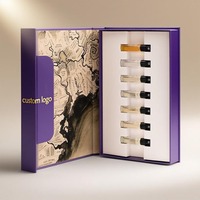 Juego de descubrimiento de perfume de lujo dorado de 12 piezas, caja abatible magnética con inserto de EVA para viales de 2/3/5/10ml, juego de exploración de aroma