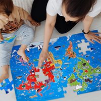 Puzzle géant personnalisé de 48 pièces sur le thème de la carte du monde et de la géographie, type globe, pour enfants, vente en gros