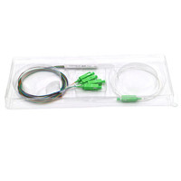 Pemisah PLC serat modul tabung baja Mini, 1x4 dengan SC APC UPC G657A1 SM 0.9mm peralatan optik