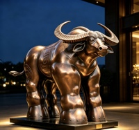 Sculpture de buffle abstraite en bronze coulé sur mesure, grande taille, faite à la main, statue animale en métal pour la décoration de parcs, de places publiques et de stations balnéaires