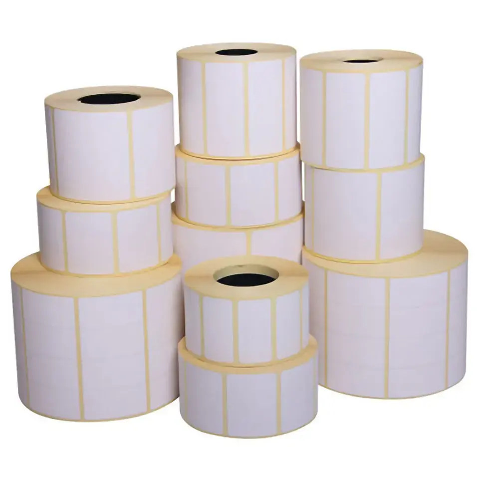 30-100mm width self adhesive label stickers thermal label paper roll for Custom sticker Medical label Price Tags