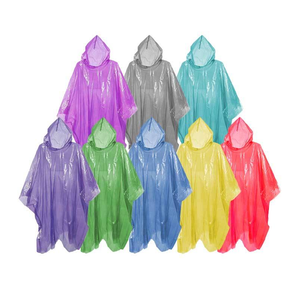 Personalizado al por mayor Unisex PE impermeable desechable de manga larga ropa de lluvia uniforme impermeable chaqueta de lluvia - Product Image 1