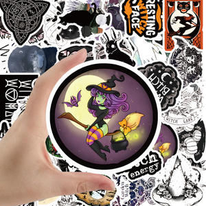 50 unids/pack estilo oscuro bruja mal dibujos animados pegatinas decorativas para pared monopatín <span class=keywords><strong>teléfono</strong></span> impermeable gótico Graffiti pegatina paquetes - Product Image 4