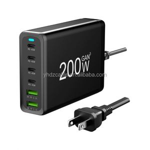 200W GAN Desktop <b>Socket</b> 4USB C+2USB 6 Ports High Power Fast Charger Android Smartphone <b>Universal</b> Travel Wall Charger - Product Image 6