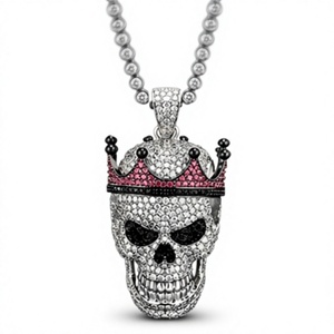 Collier Pendentif Crâne Couronne Hip Hop Personnalisé Plaqué Or 18K Argent Sterling 925 Moissanite pour Fête - Product Image 3