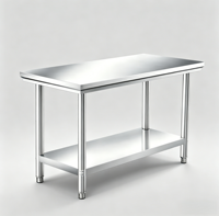 Table de préparation en acier inoxydable pour usage commercial avec étagère inférieure solide et pieds réglables pour cuisine de restaurant