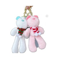 Porte-clés à breloques de poupée en peluche ours en peluche de noël 15cm Kawaii sac à dos animal de dessin animé mignon pendentif décor doux porte-clés en peluche
