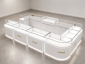 Custom Luxury Jewelry Showcase Elegant Glass Display Counter Retail Kiosk Furniture for Shopping Mall Jewelry Store - Product Image 1