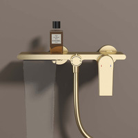 Ensemble de pommeau de douche en cuivre avec température et pression constantes, pommeau de douche avec jet de fleurs en or brossé