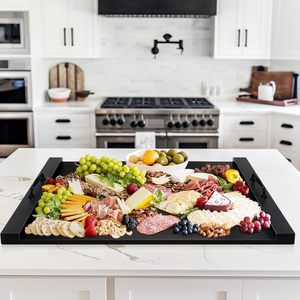 Planche de cuisson en bois noir avec poignée, 100 % OSB, plateau de service et planche à charcuterie polyvalente pour cuisinière électrique/gaz - Product Image 5