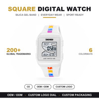 Montre de sport numérique SKMEI 2055, chronomètre, alarme, résistance à l'eau 5 BAR, multifonctionnelle, LED, bracelet en ABS, unisexe