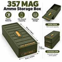 Boîte de rangement pour munitions 357 Magnum, capacité de 102 cartouches, PVC léger, portable, empilable, organisateur de munitions pour cartouches, noir