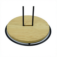 Support de Rangement de Cuisine Multifonctionnel Portable en Métal Noir et Bois d'Acacia, Type Colonne, Non Pliable, pour la Maison, Vente en Gros