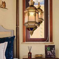 Lampe en cuivre de style européen Lustre d'église de restaurant arabe musulman Lustre de porte d'escalier d'allée de couleur de café diffuse