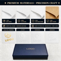 Boîte cadeau personnalisée en carton rigide avec couvercle et base, insert en éponge rectangulaire, logo en feuille d'or, estampage à chaud, emballage pour bijoux