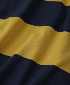 高品质黄色黑色宽条纹罗纹袖口长袖精梳棉定制男士印花刺绣原木橄榄球马球运动衫 - Product Image 5