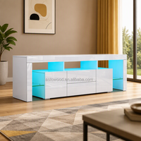 Meuble TV LED en bois, design moderne et luxueux, console minimaliste pour salon avec vitrine et éclairage LED