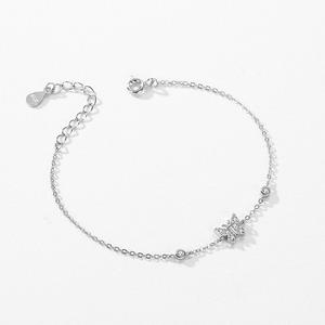 Pulsera de cadena con mariposa de circonia de corte redondo en plata de ley S925, exclusivamente para mujeres, versión de cobre personalizable. - Product Image 6