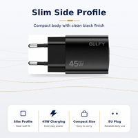 Chargeur rapide USB C USB-A GaN 45W, prise EU, en stock, chargeur mural double port GULFY