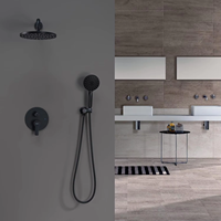 Ensemble de robinet de douche mural noir mat brossé de luxe, haute pression, 3 réglages, laiton, thermostatique, céramique, pluie