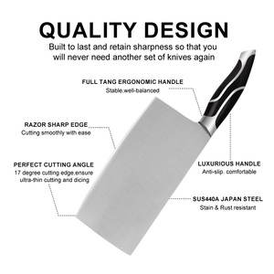 Couteau de chef de cuisine chinois à manche forgé durable et tranchant en acier inoxydable couperet pour viande de boucher et légumes vente en gros - Product Image 2