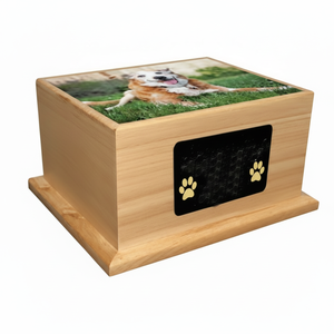 Urnes de crémation en bois faites à la main de Style américain de haute qualité pour les cendres de chat et de chien pour les funérailles d'animaux de compagnie Urnes funéraires en gros - Product Image 1