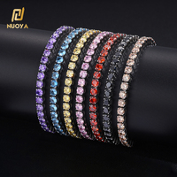 Bracelet Chaîne Tennis en Acier Inoxydable NUOYA avec Zircons Cubiques Colorés, Bijou Hip Hop, Cadeau pour Homme, Logo Personnalisable