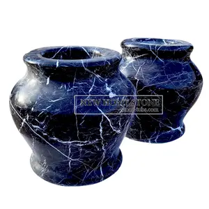 Black marble white veins carving flower pot custom design stone flowerpot Nero Marquina marble planter pot